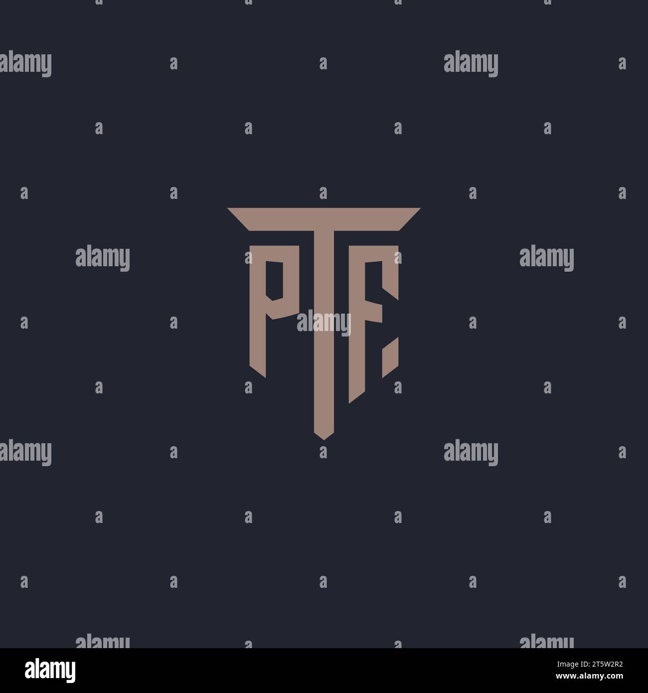 PF initial logo monogram with pillar icon design vector Stock Vector