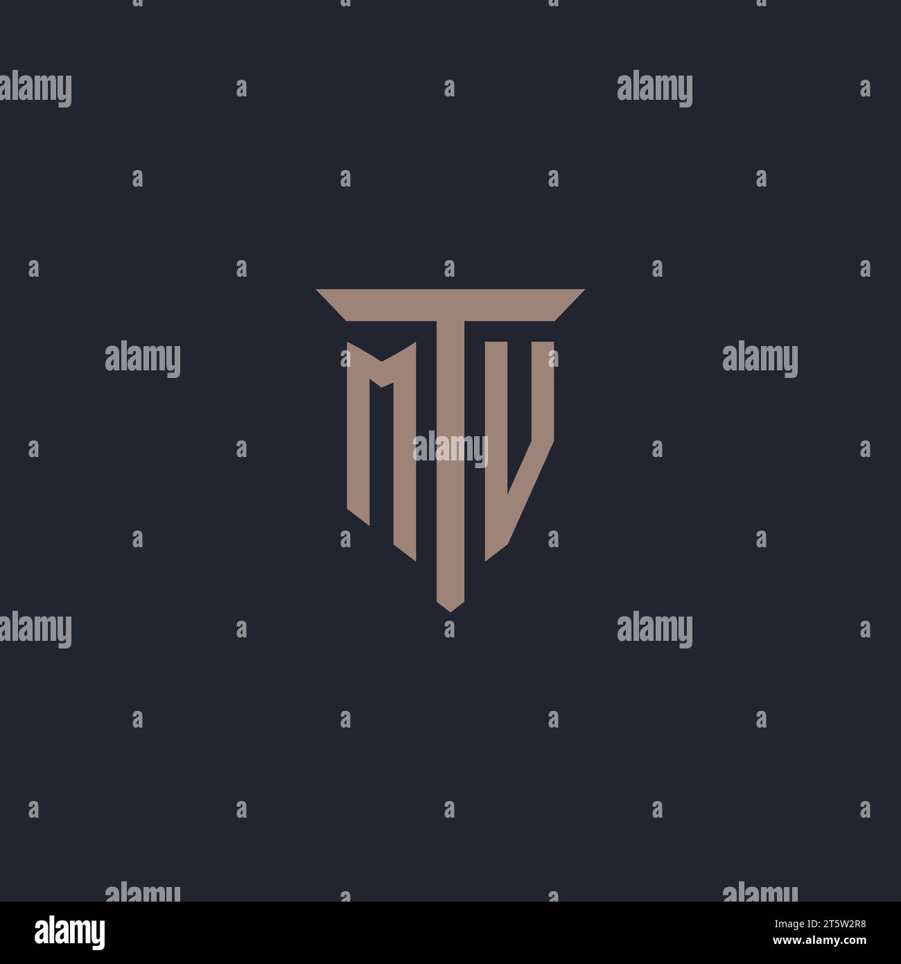 MV initial logo monogram with pillar icon design vector Stock Vector
