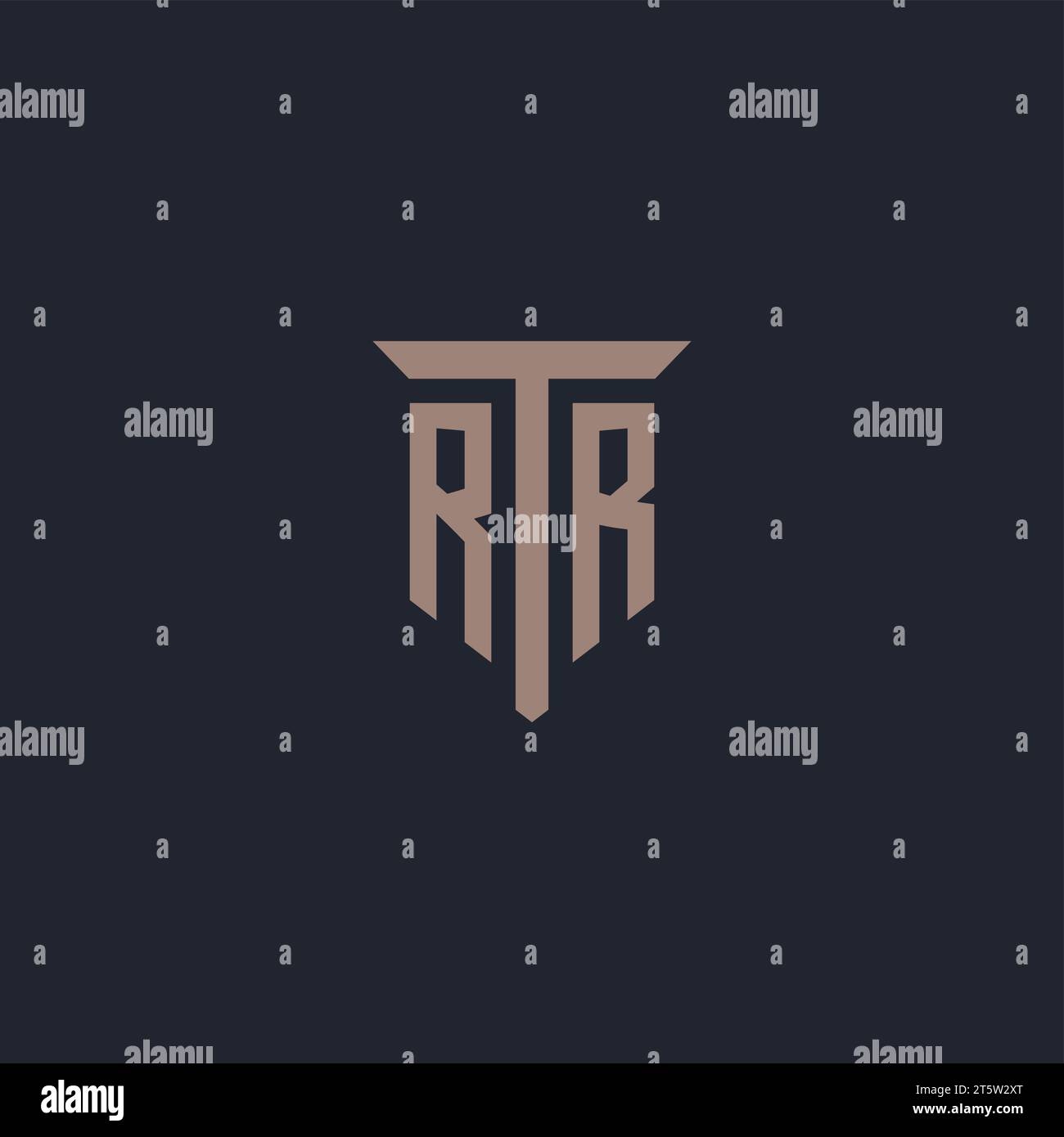 RR initial logo monogram with pillar icon design vector Stock Vector