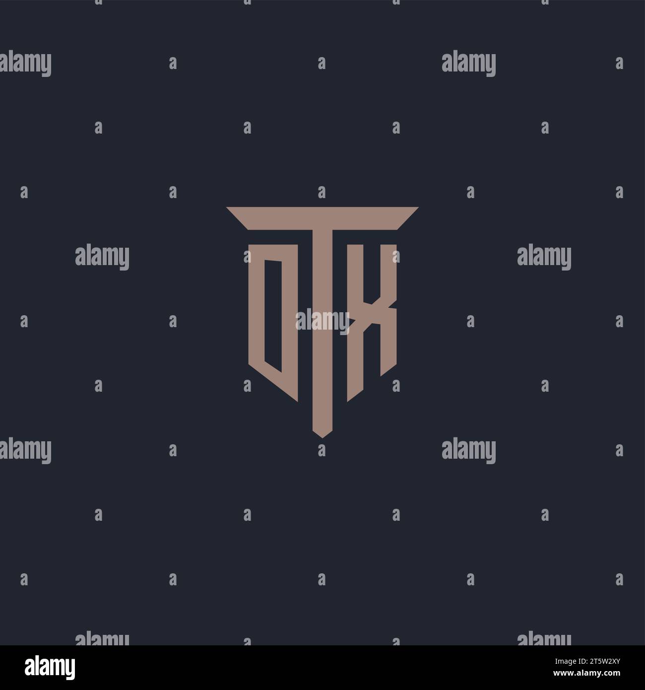 OX initial logo monogram with pillar icon design vector Stock Vector