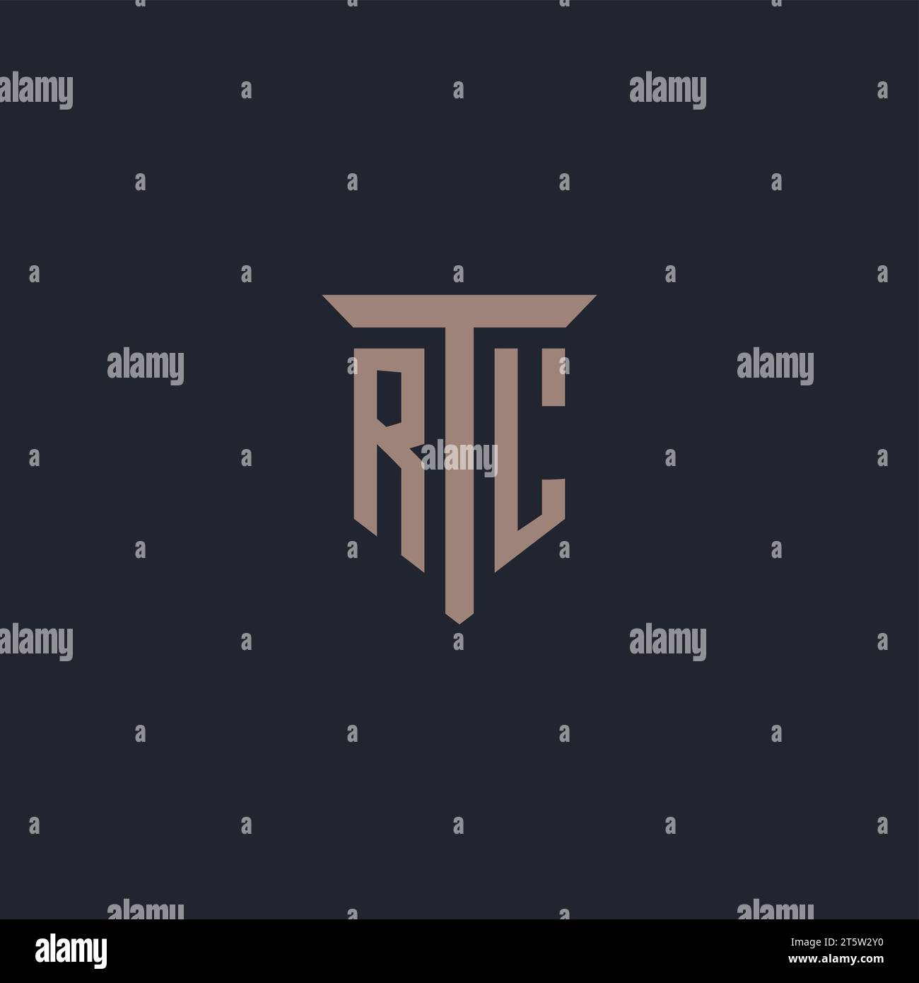 RL initial logo monogram with pillar icon design vector Stock Vector