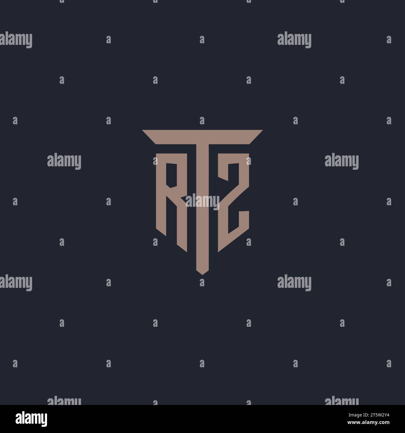 RZ initial logo monogram with pillar icon design vector Stock Vector