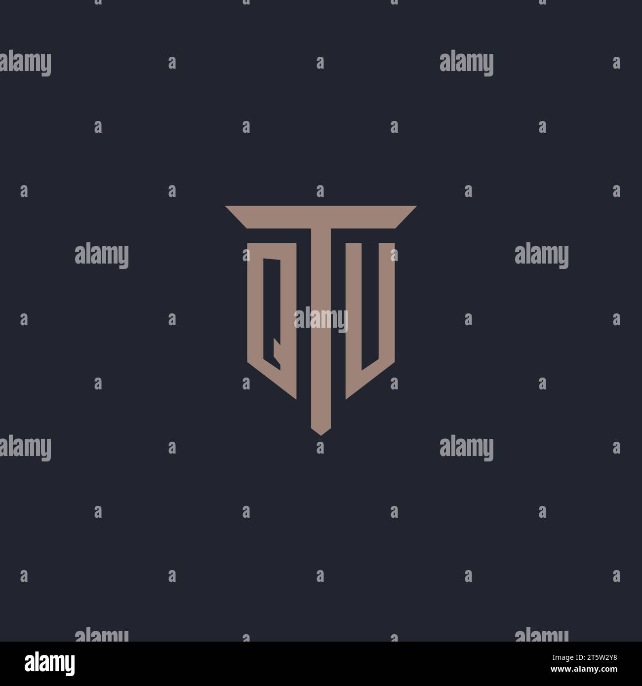QU initial logo monogram with pillar icon design vector Stock Vector