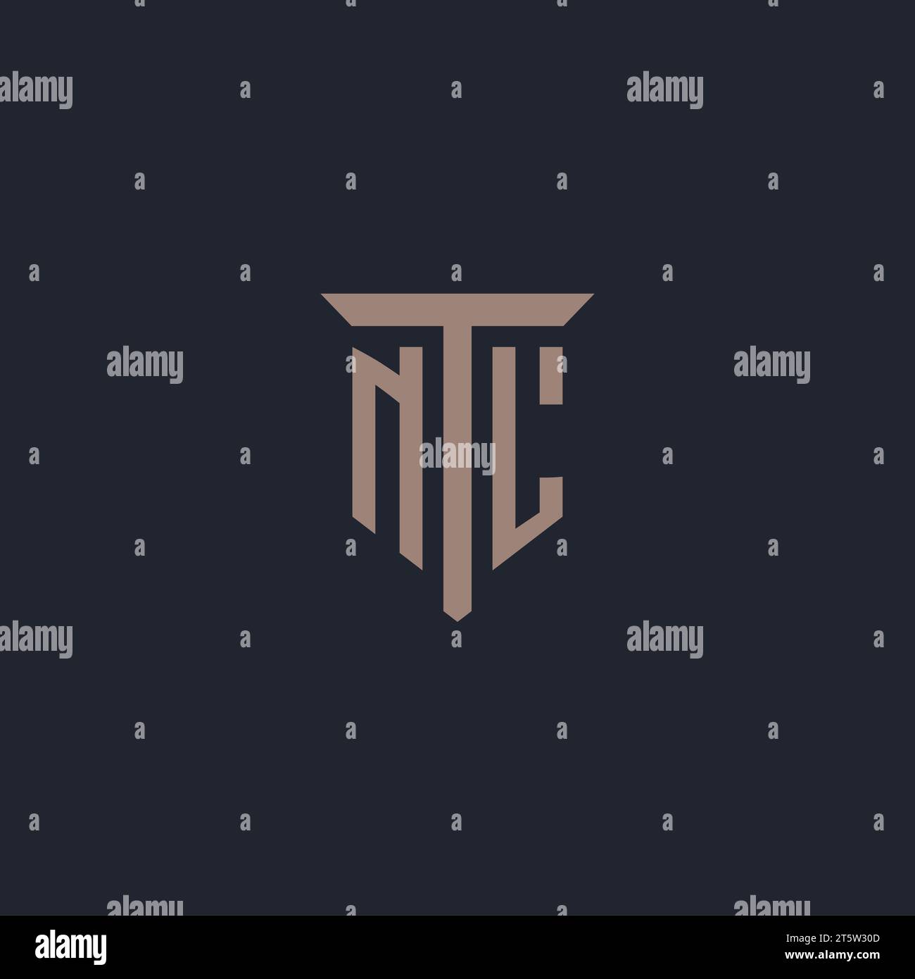 NL initial logo monogram with pillar icon design vector Stock Vector
