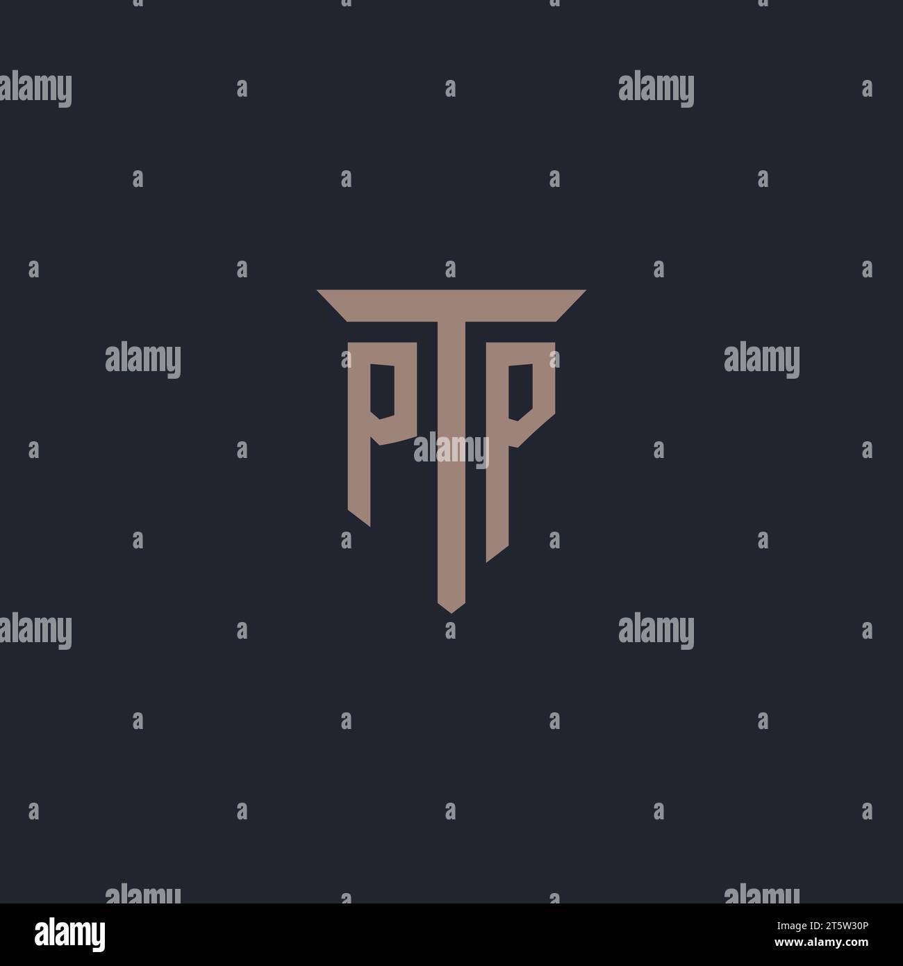PP initial logo monogram with pillar icon design vector Stock Vector