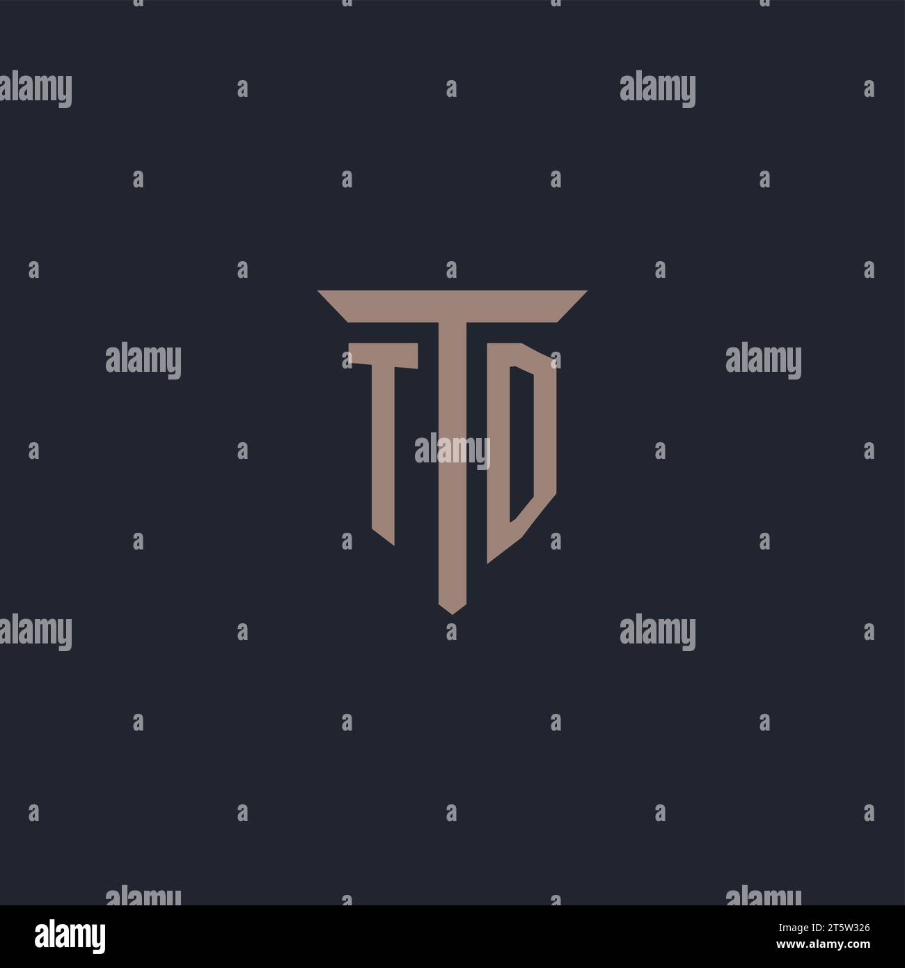 TD initial logo monogram with pillar icon design vector Stock Vector