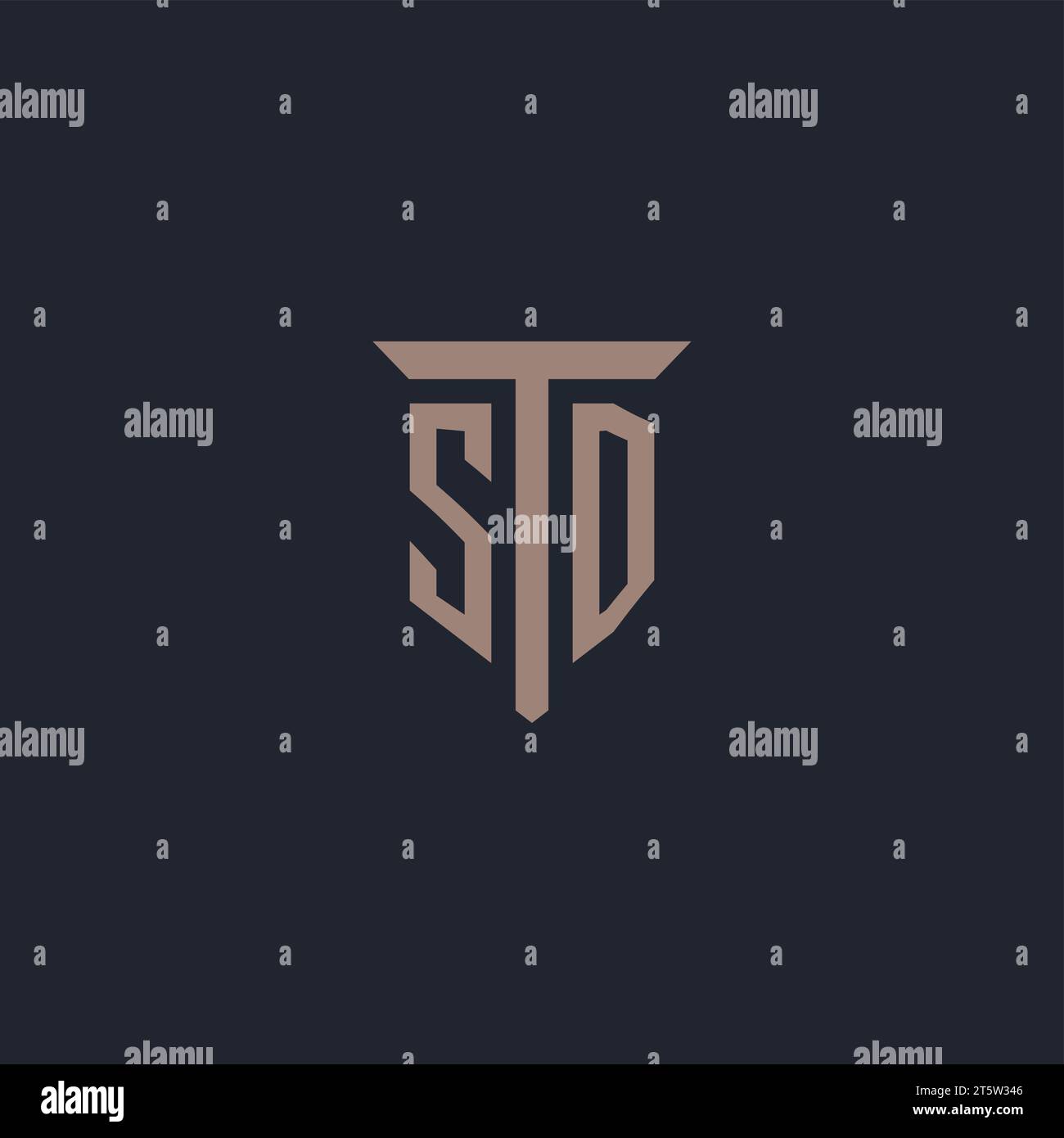 SD initial logo monogram with pillar icon design vector Stock Vector