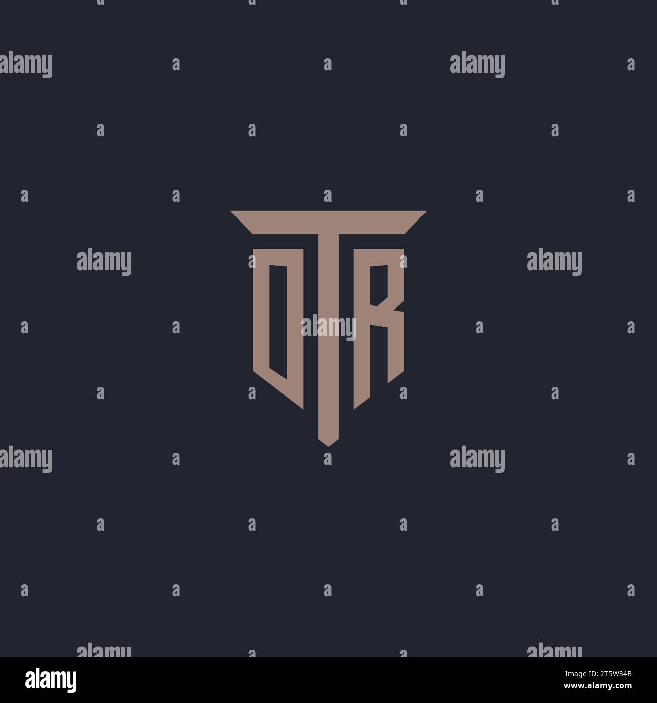 OR initial logo monogram with pillar icon design vector Stock Vector