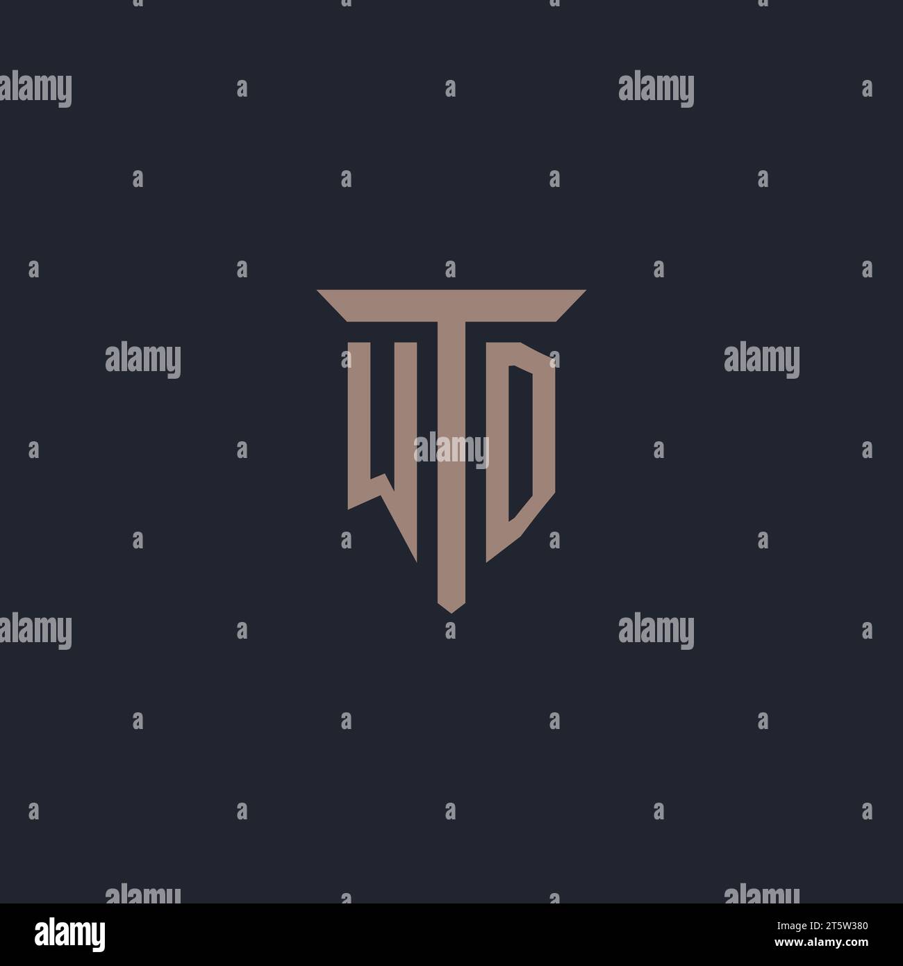 WD initial logo monogram with pillar icon design vector Stock Vector
