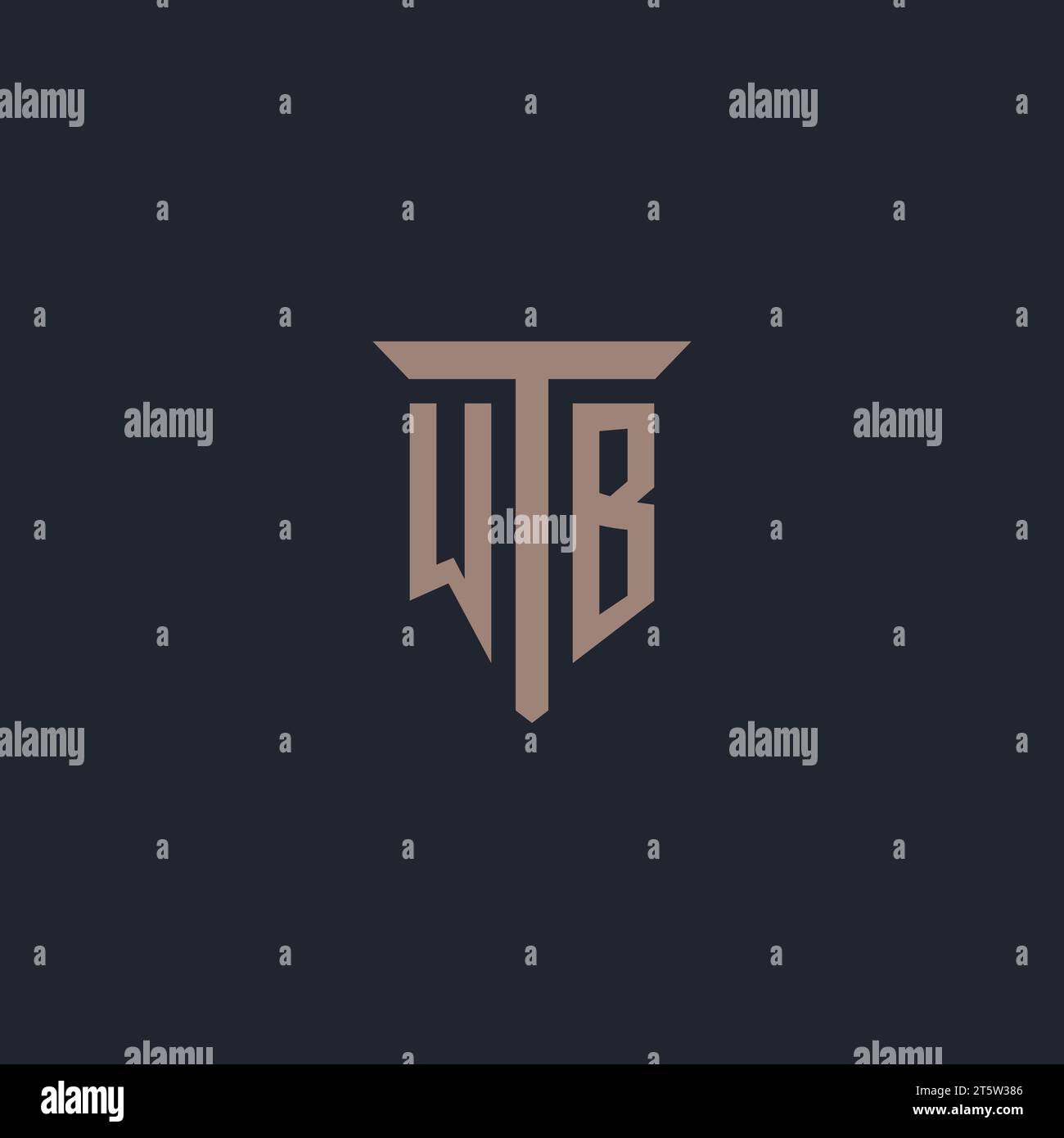 WB initial logo monogram with pillar icon design vector Stock Vector