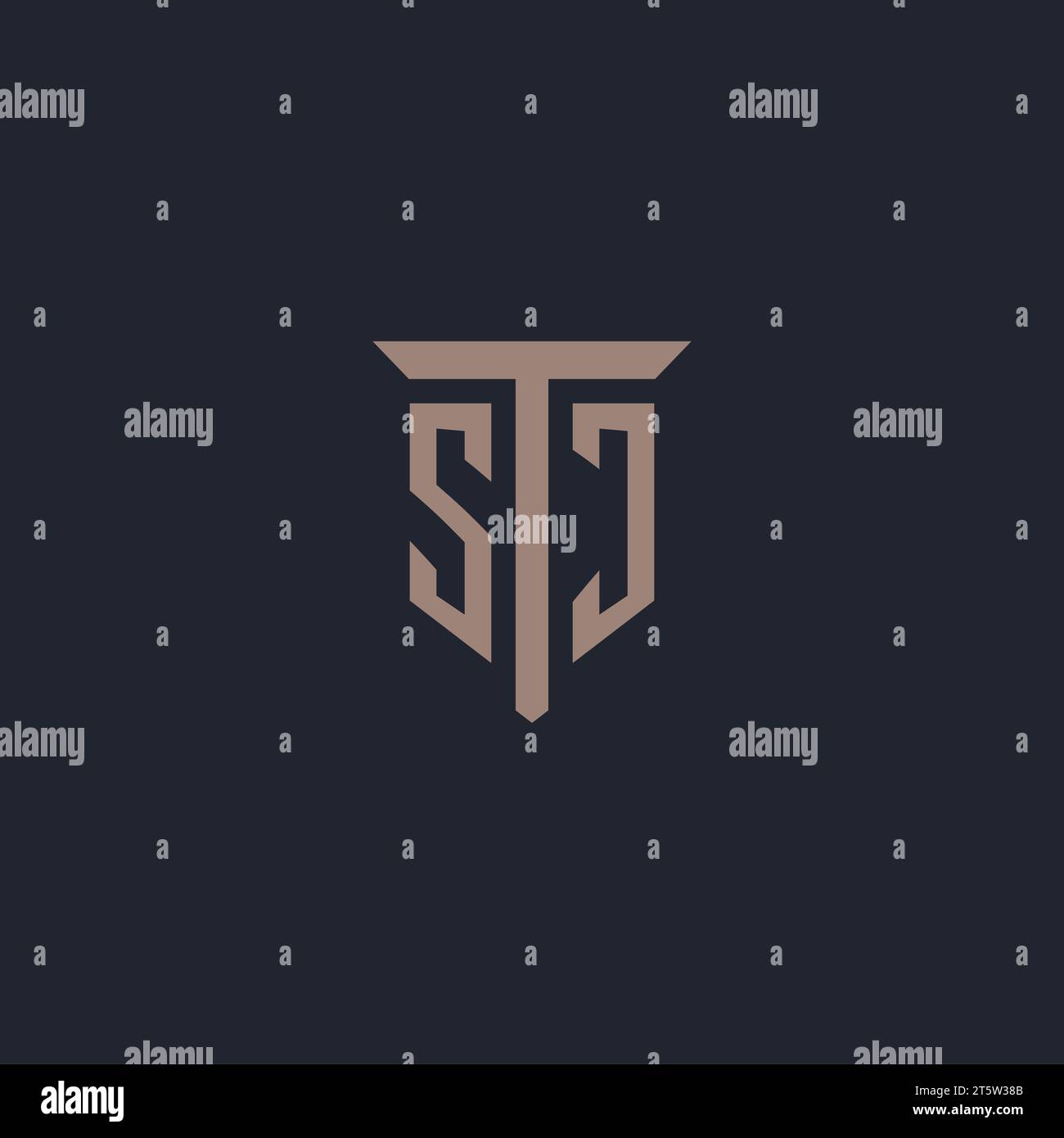 SJ initial logo monogram with pillar icon design vector Stock Vector