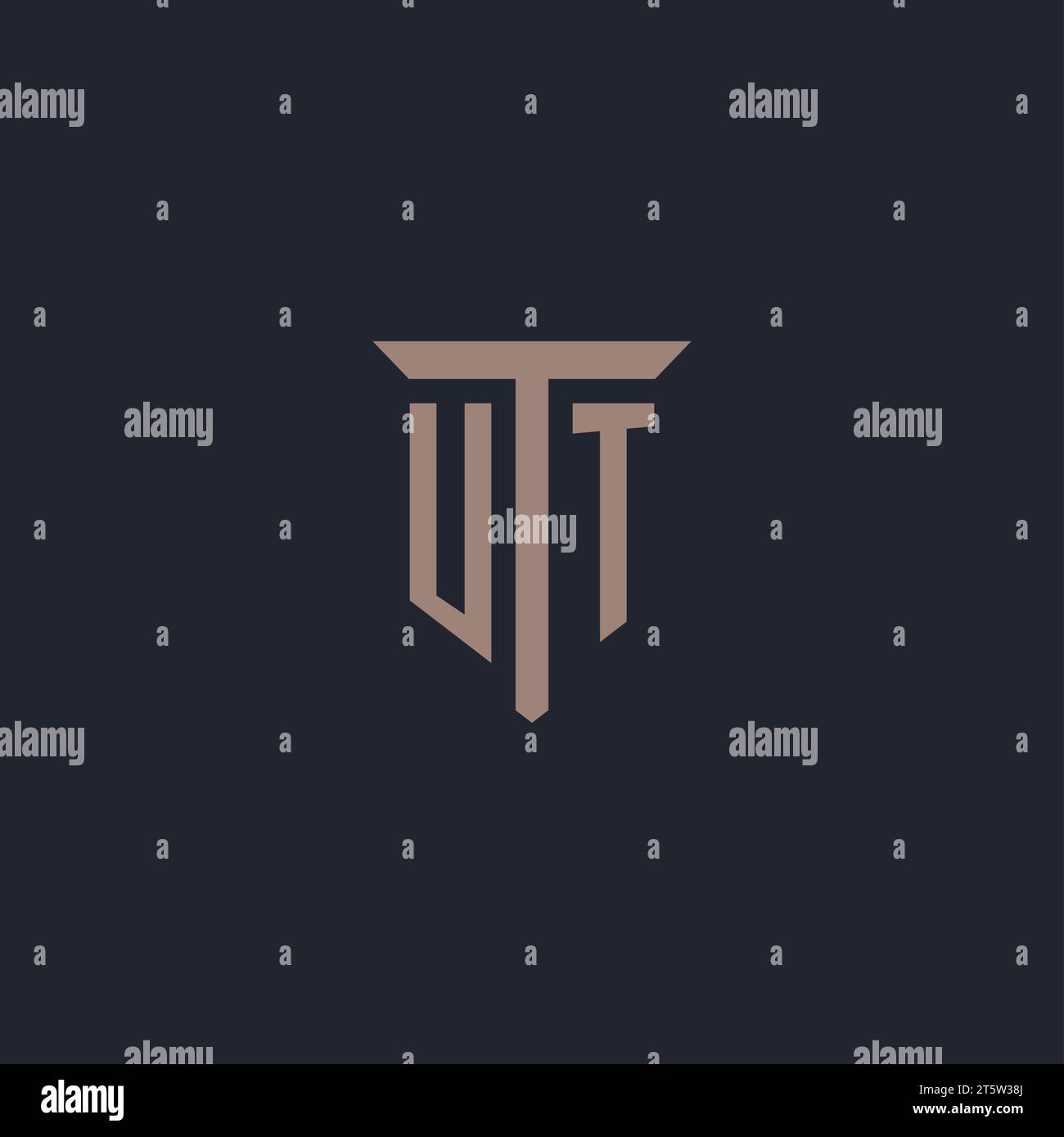 UT initial logo monogram with pillar icon design vector Stock Vector