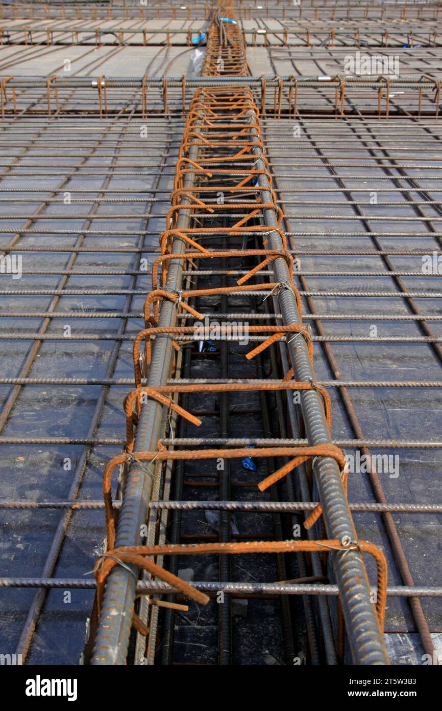 binding rebar in construction site, closeup of photo Stock Photo Alamy