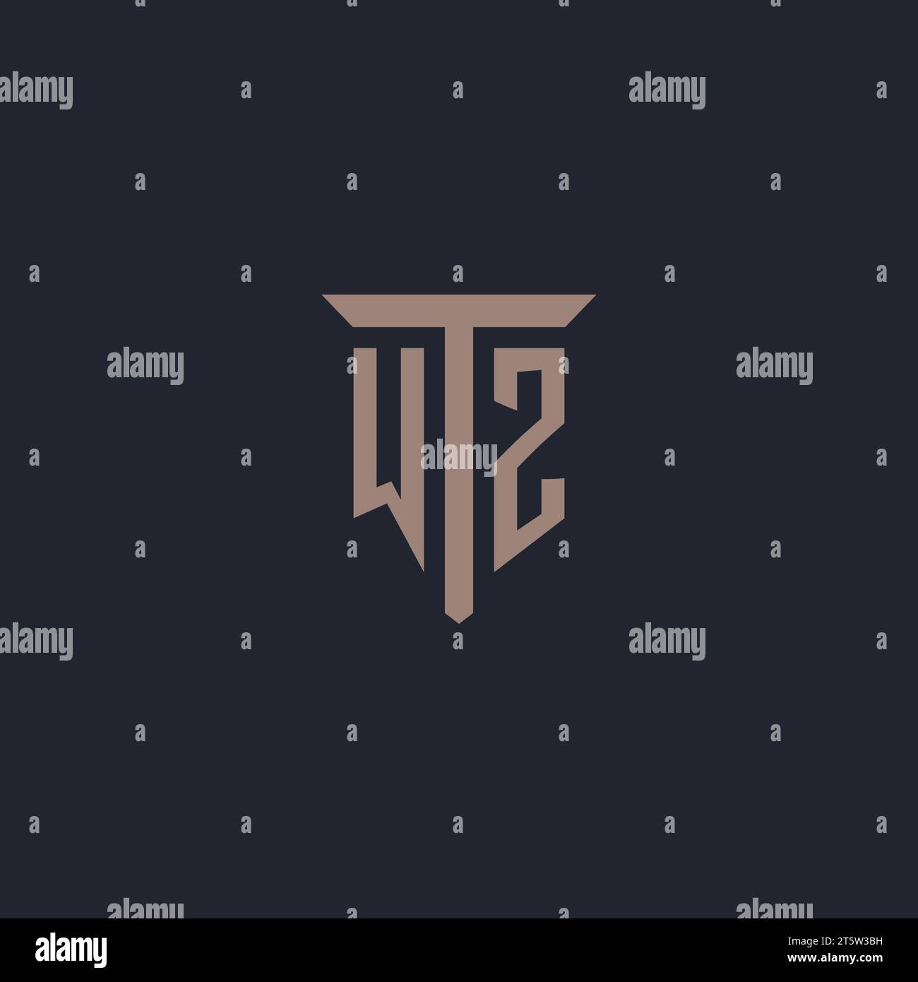 WZ initial logo monogram with pillar icon design vector Stock Vector