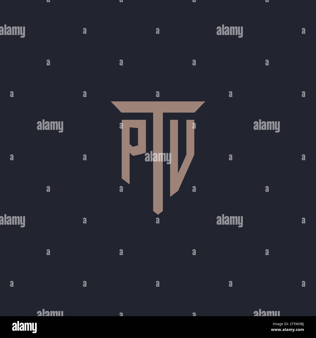 PV initial logo monogram with pillar icon design vector Stock Vector