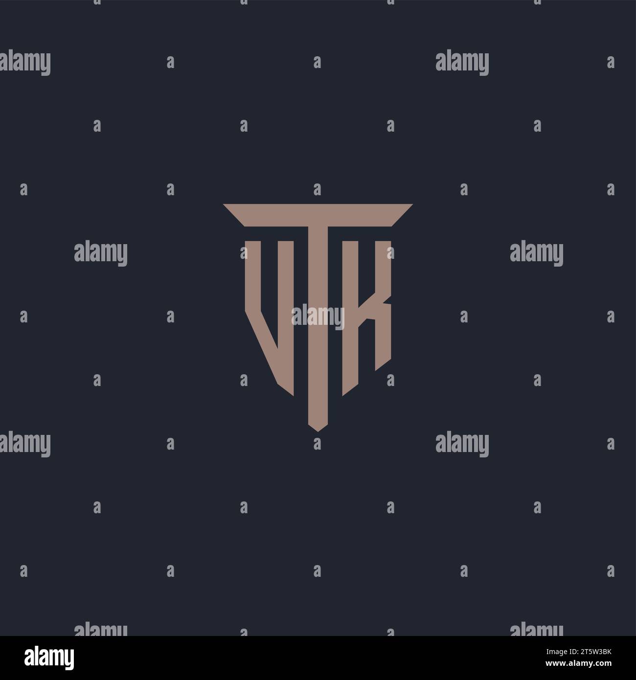 VK initial logo monogram with pillar icon design vector Stock Vector
