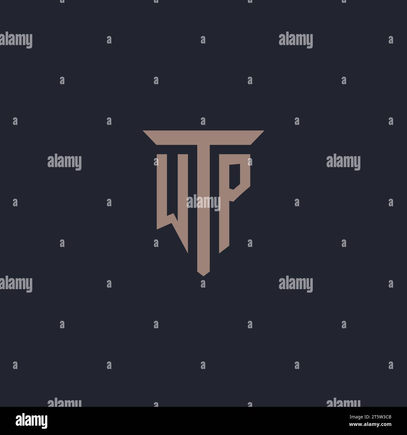 WP initial logo monogram with pillar icon design vector Stock Vector