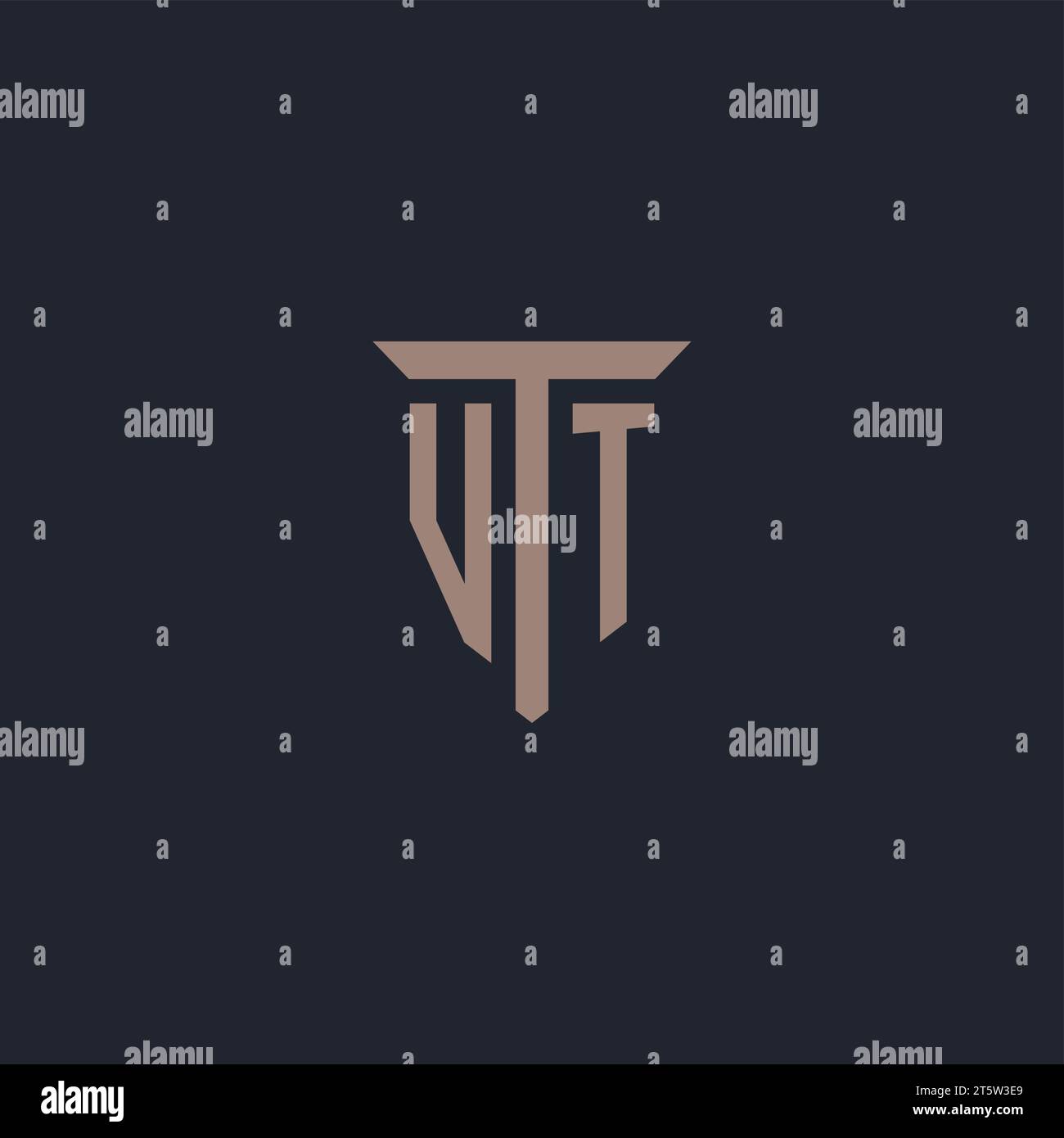 VT initial logo monogram with pillar icon design vector Stock Vector