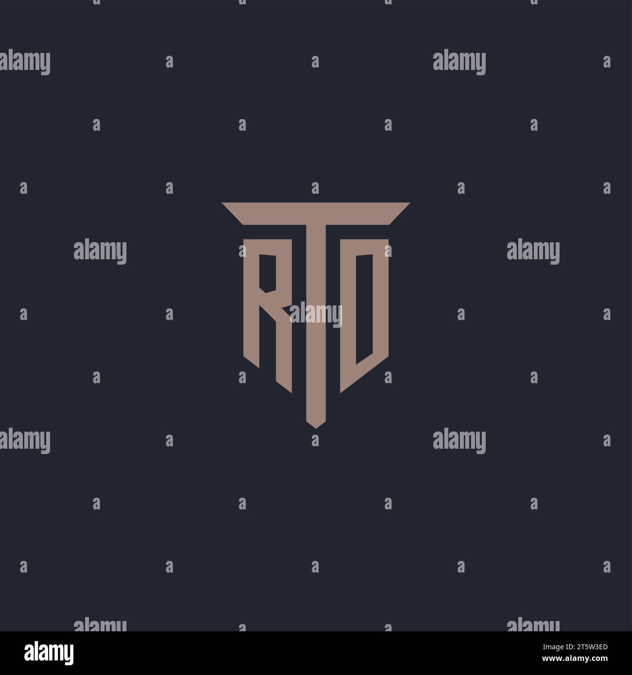 RO initial logo monogram with pillar icon design vector Stock Vector