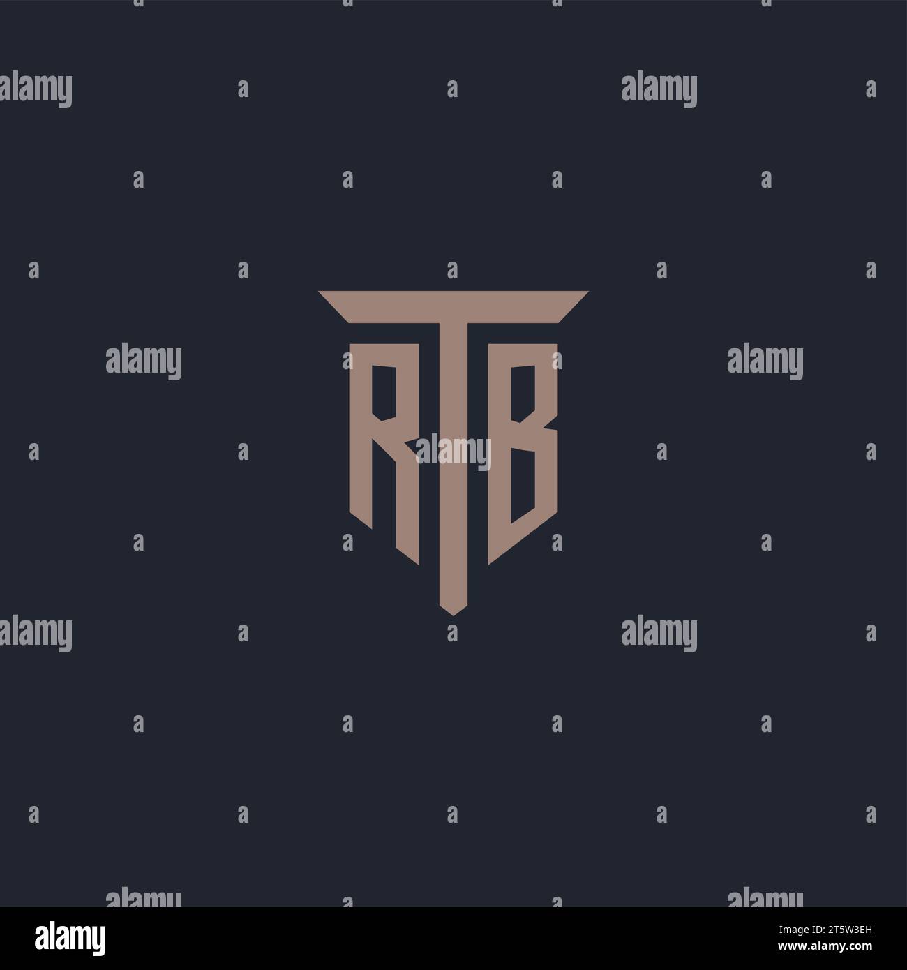 RB initial logo monogram with pillar icon design vector Stock Vector
