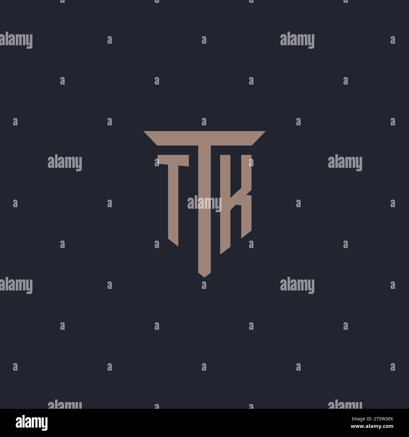TK initial logo monogram with pillar icon design vector Stock Vector