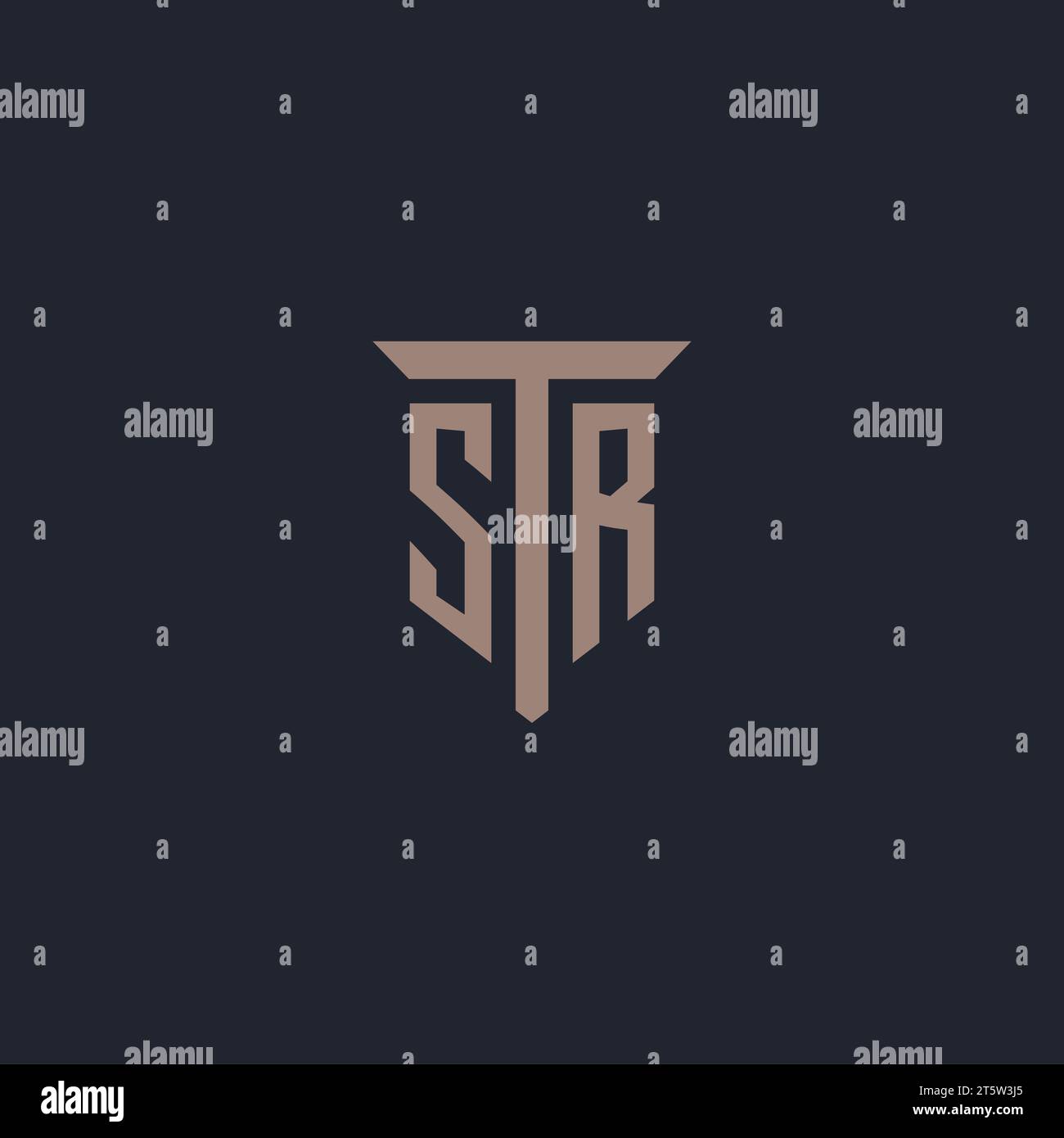 SR initial logo monogram with pillar icon design vector Stock Vector ...