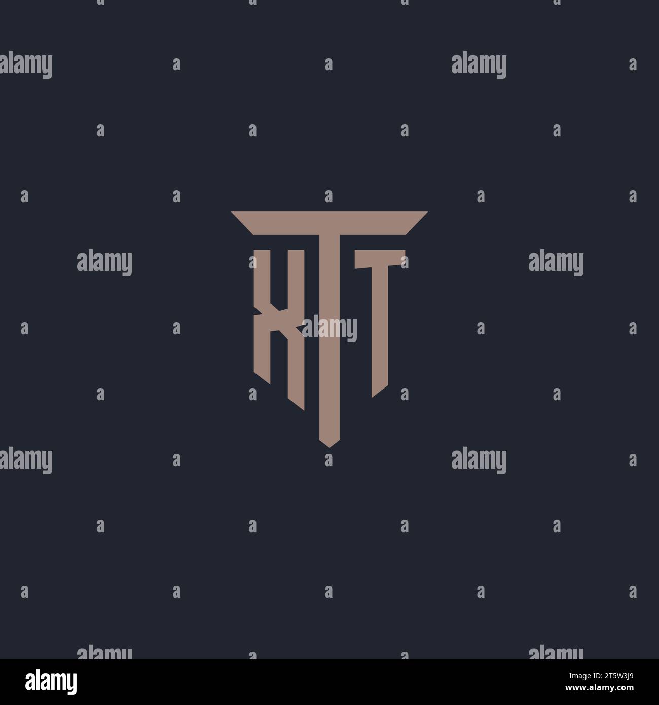 XT initial logo monogram with pillar icon design vector Stock Vector