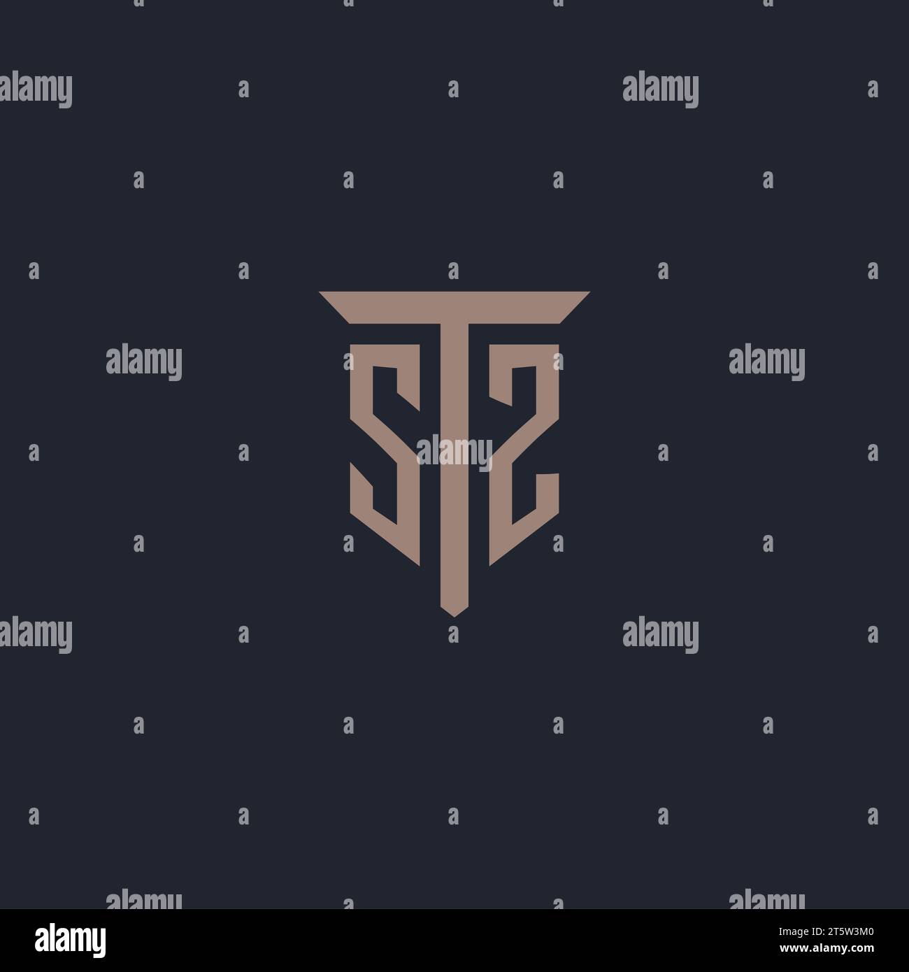 SZ initial logo monogram with pillar icon design vector Stock Vector