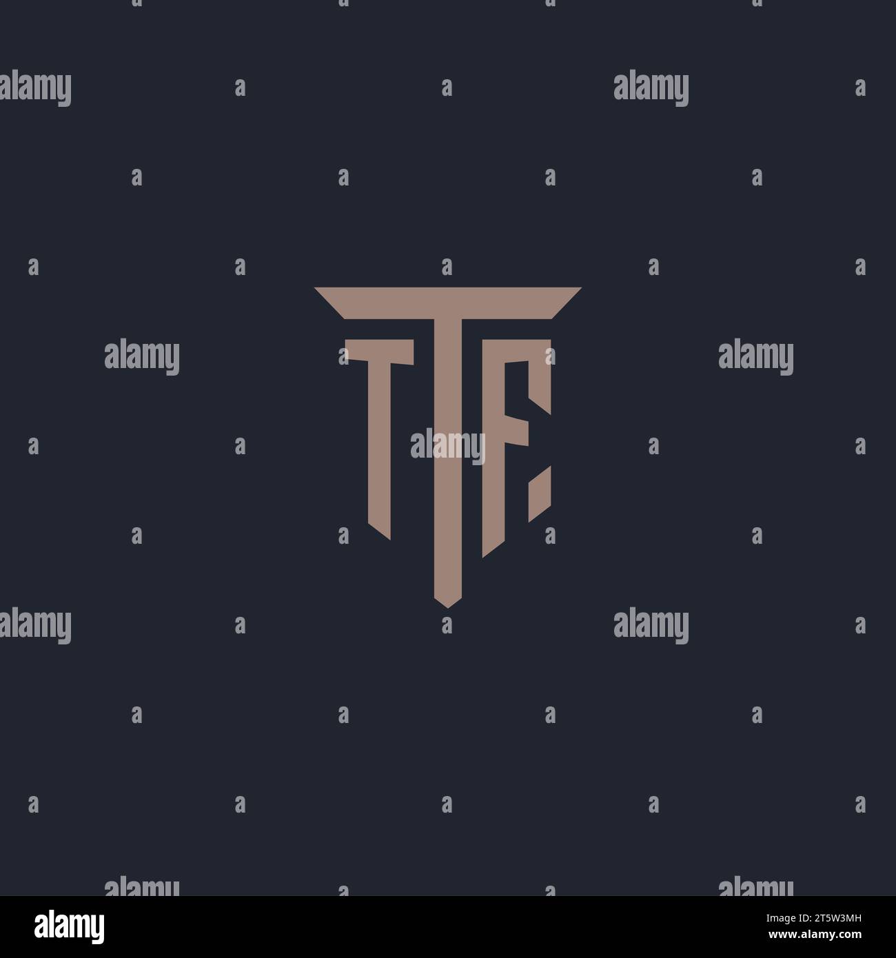 TF initial logo monogram with pillar icon design vector Stock Vector