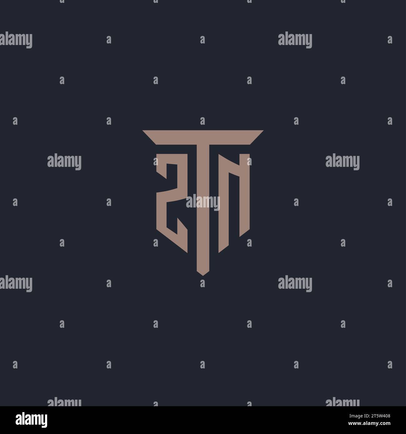 ZN initial logo monogram with pillar icon design vector Stock Vector