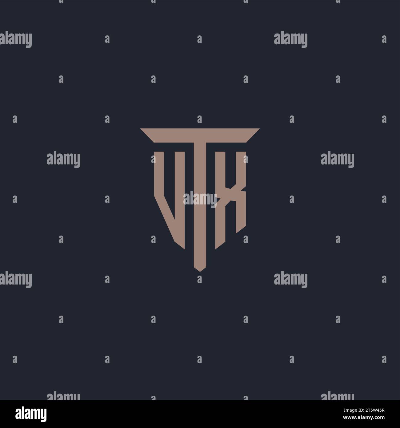 VX initial logo monogram with pillar icon design vector Stock Vector