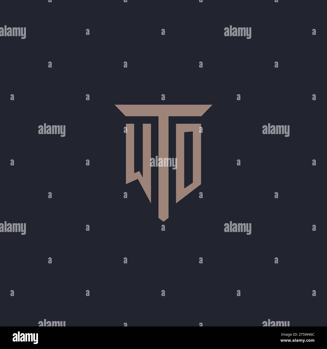 WO initial logo monogram with pillar icon design vector Stock Vector