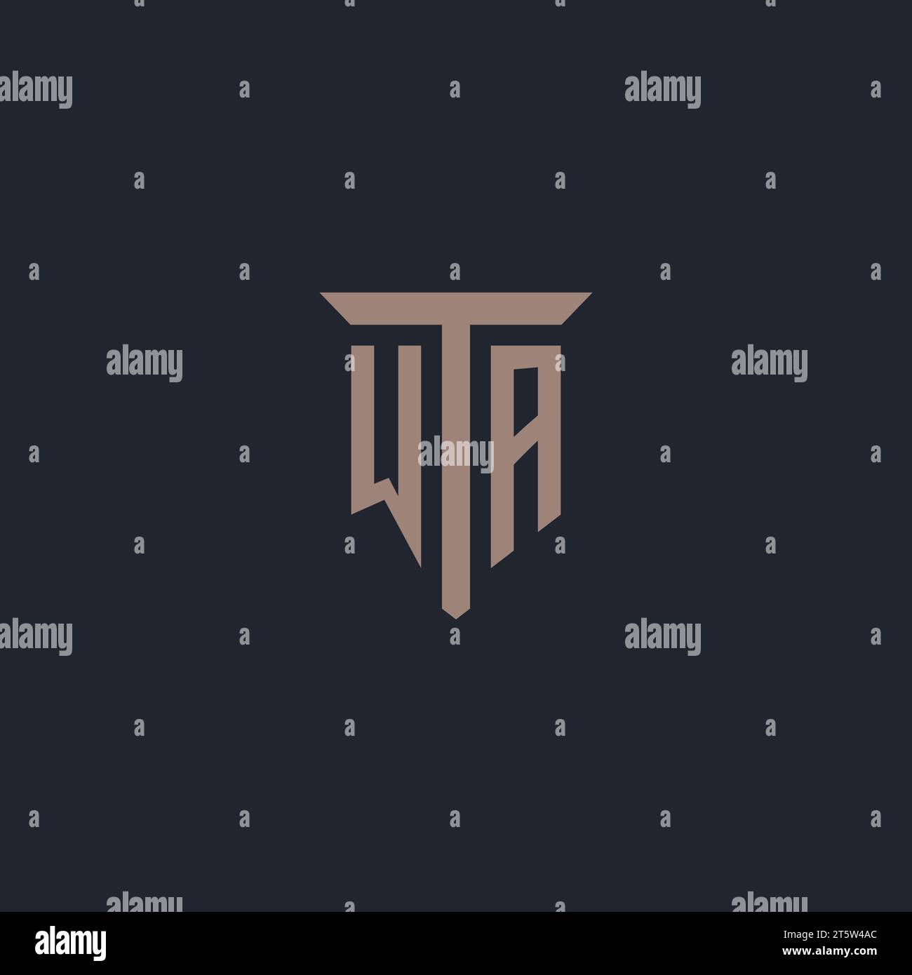 WA initial logo monogram with pillar icon design vector Stock Vector