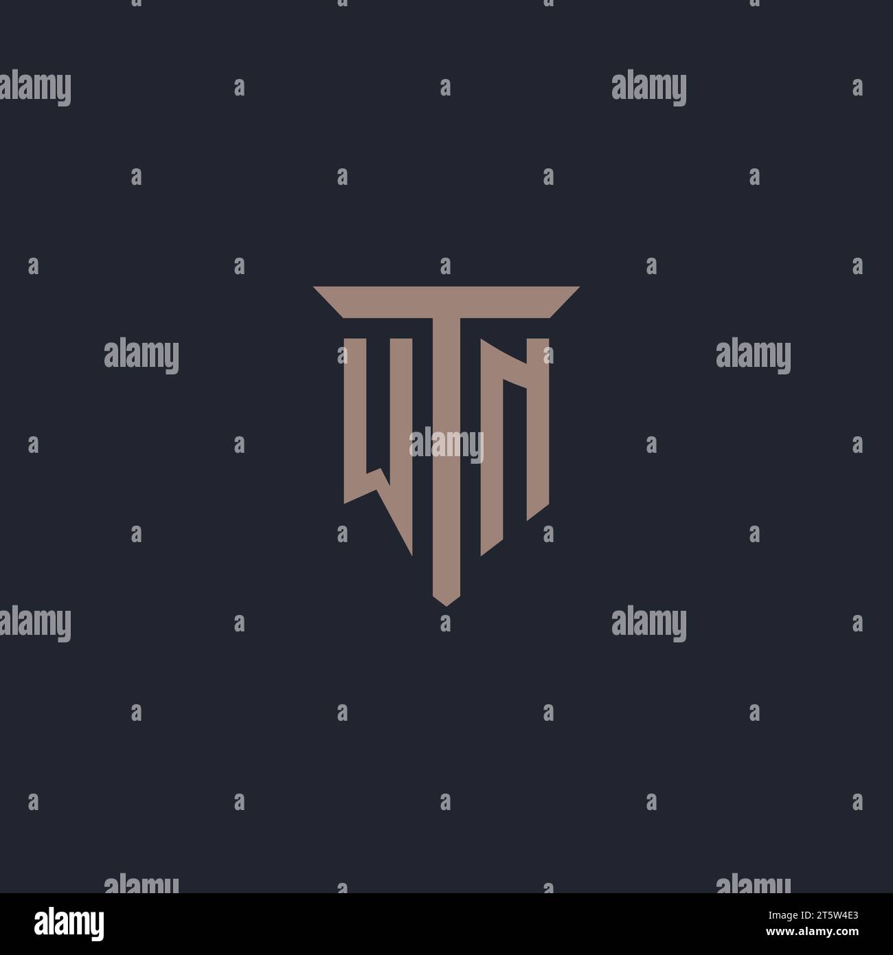 WN initial logo monogram with pillar icon design vector Stock Vector