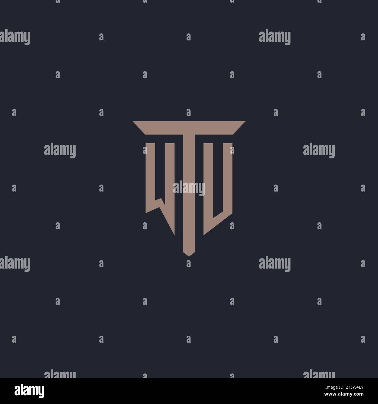 WU initial logo monogram with pillar icon design vector Stock Vector