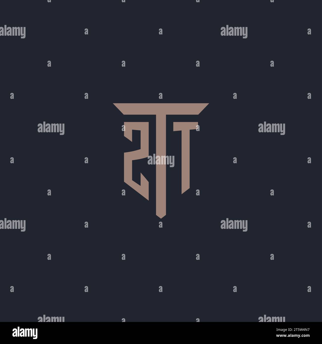 ZT initial logo monogram with pillar icon design vector Stock Vector ...