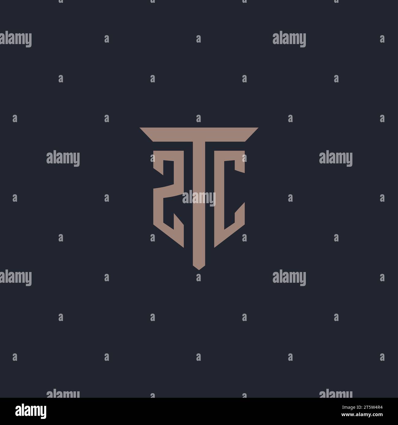 ZC initial logo monogram with pillar icon design vector Stock Vector