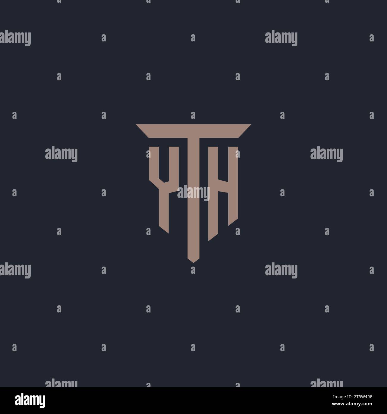 YH initial logo monogram with pillar icon design vector Stock Vector