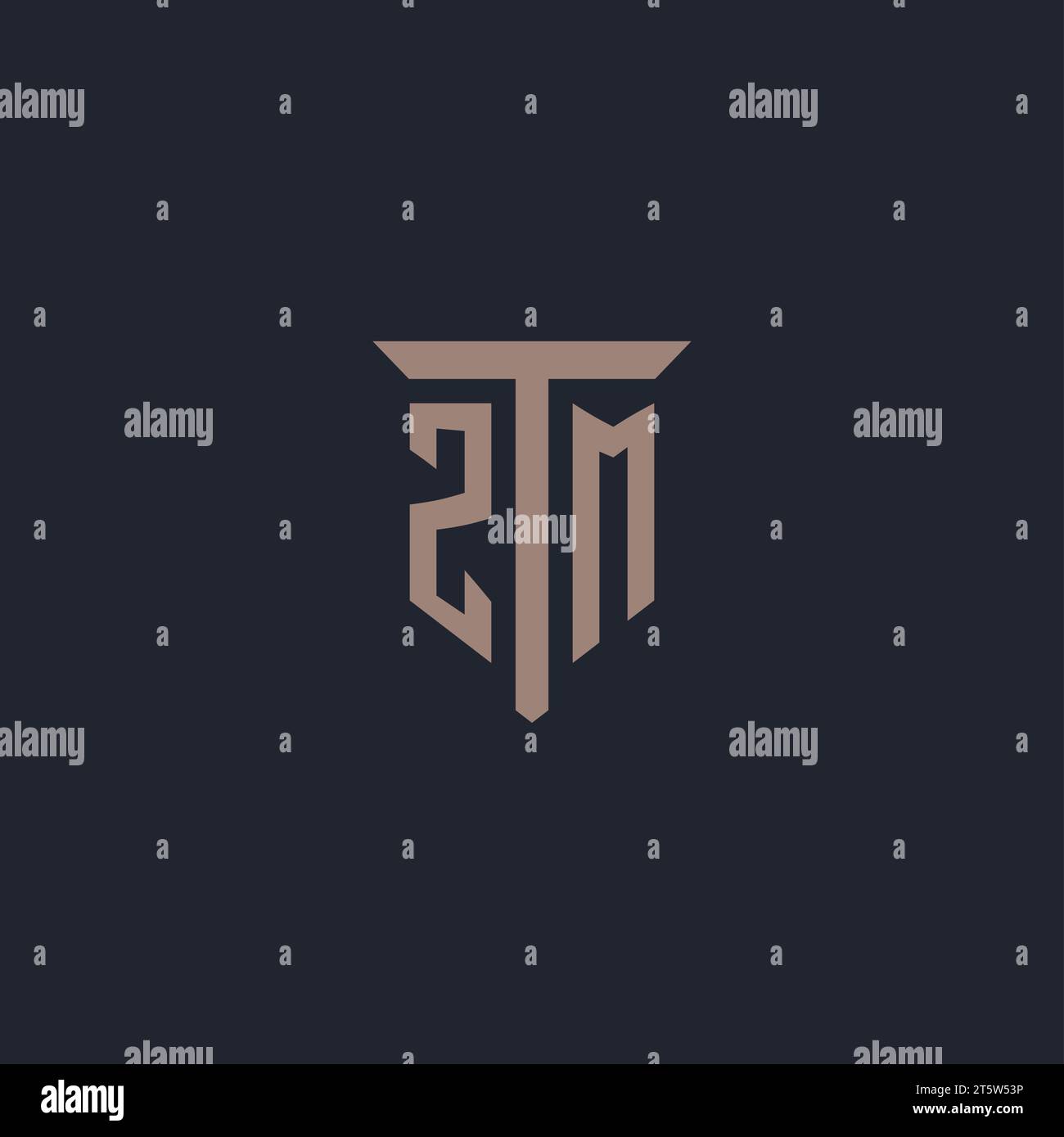 ZM initial logo monogram with pillar icon design vector Stock Vector