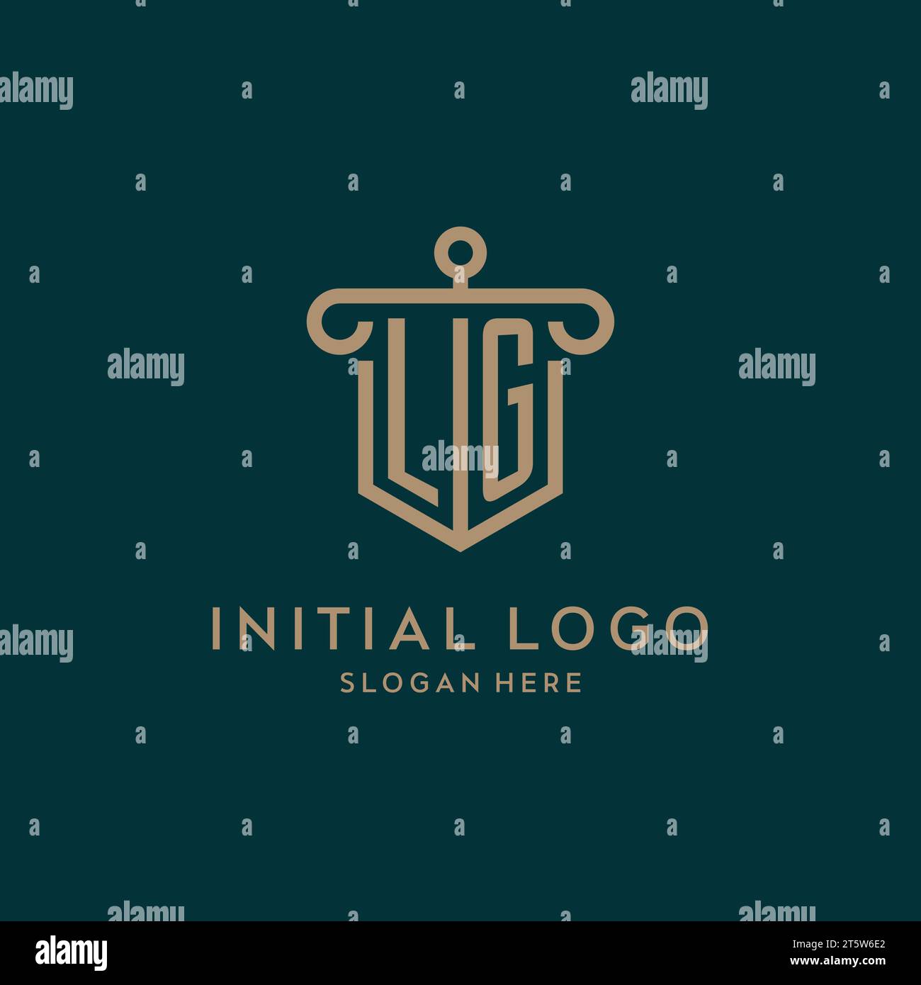 LG monogram initial logo design with shield and pillar shape design ...