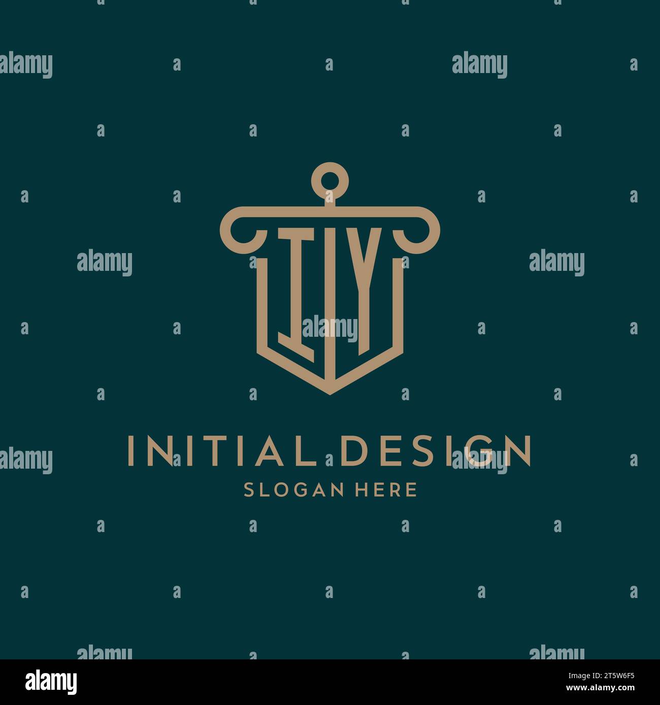 IY monogram initial logo design with shield and pillar shape design Stock Vector