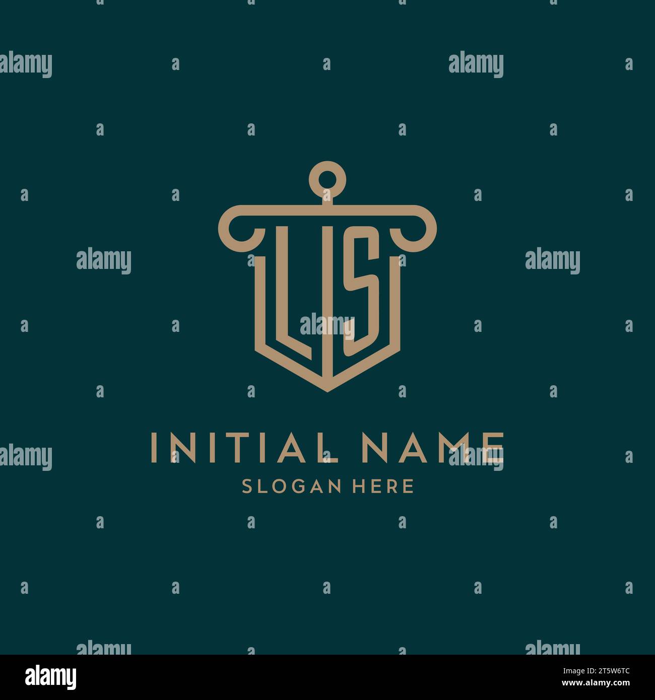 Ls Monogram Initial Logo Design With Shield And Pillar Shape Design Stock Vector Image Art Alamy