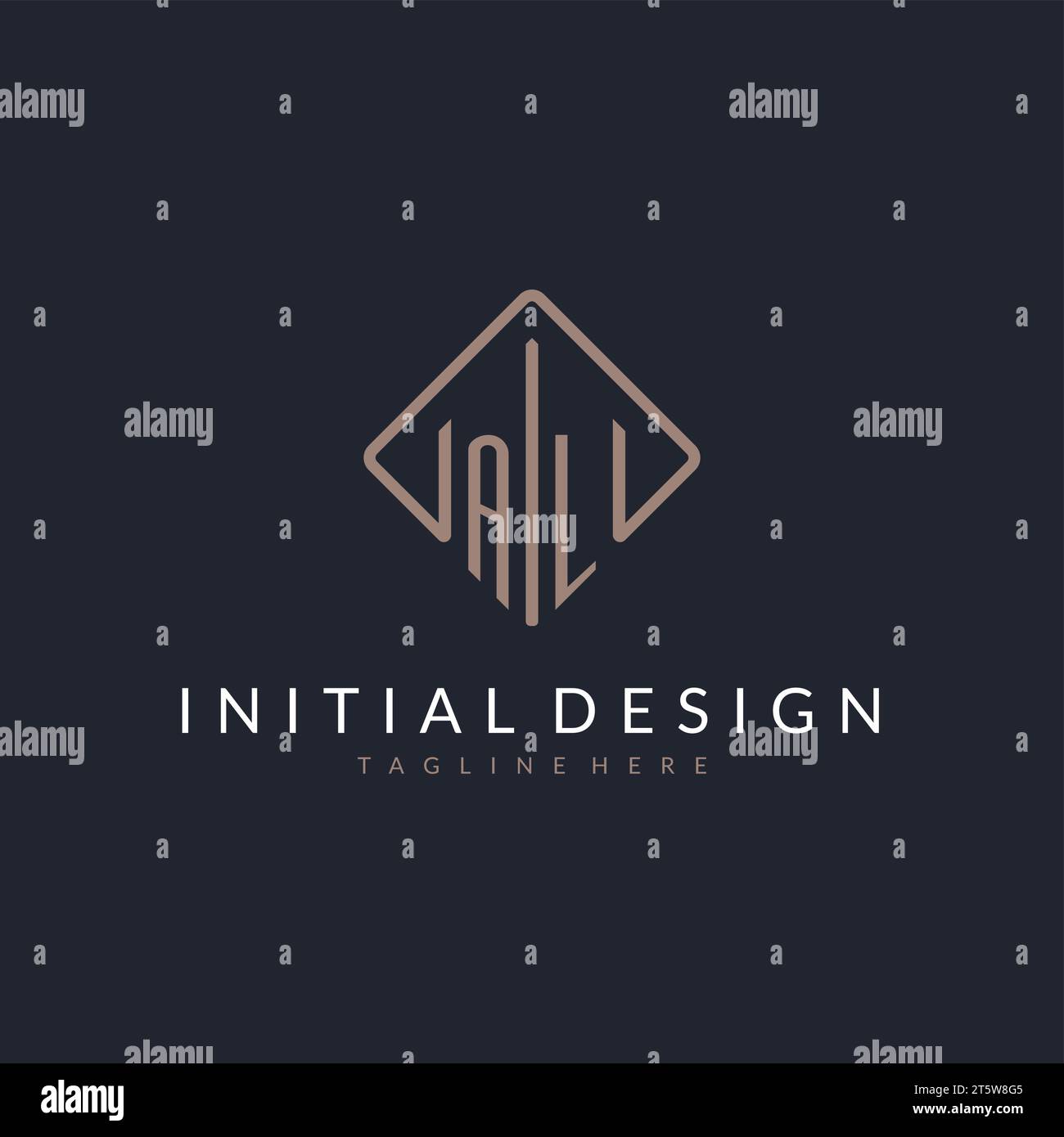 AL initial logo with curved rectangle style design ideas Stock Vector