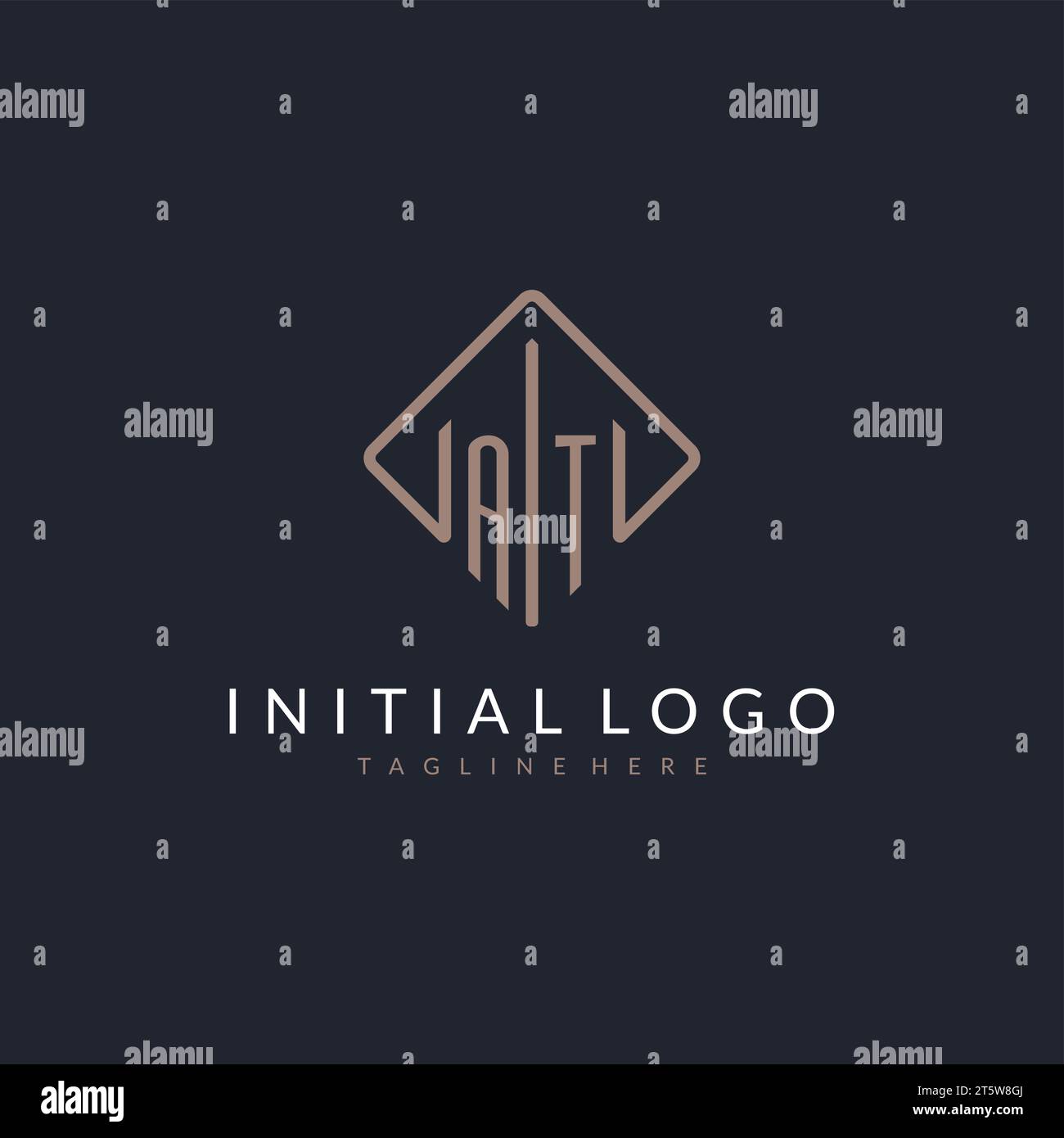 AT initial logo with curved rectangle style design ideas Stock Vector