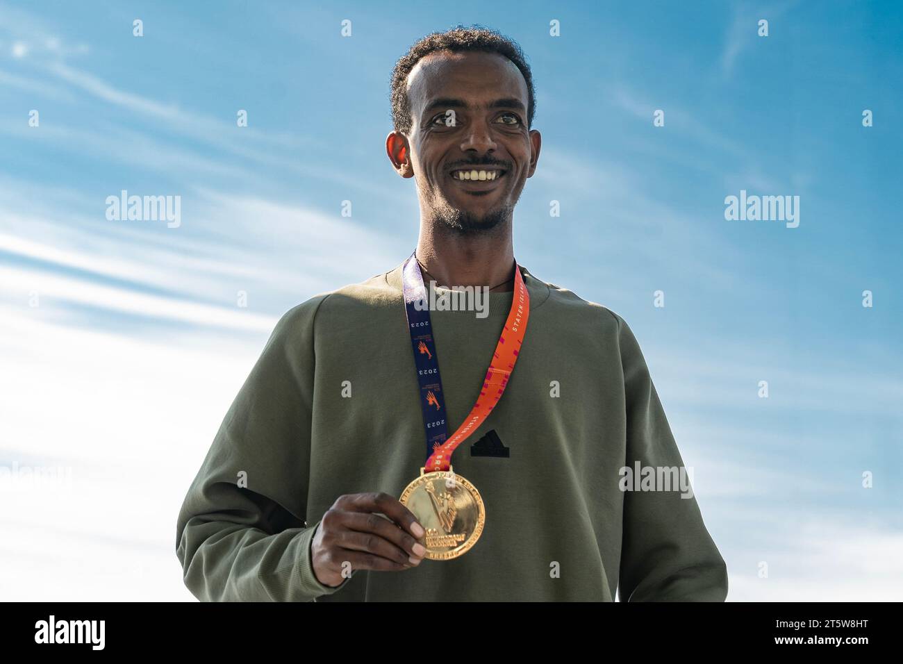 Champion in men's competition from Ethiopia Tamirat Tola seen visiting