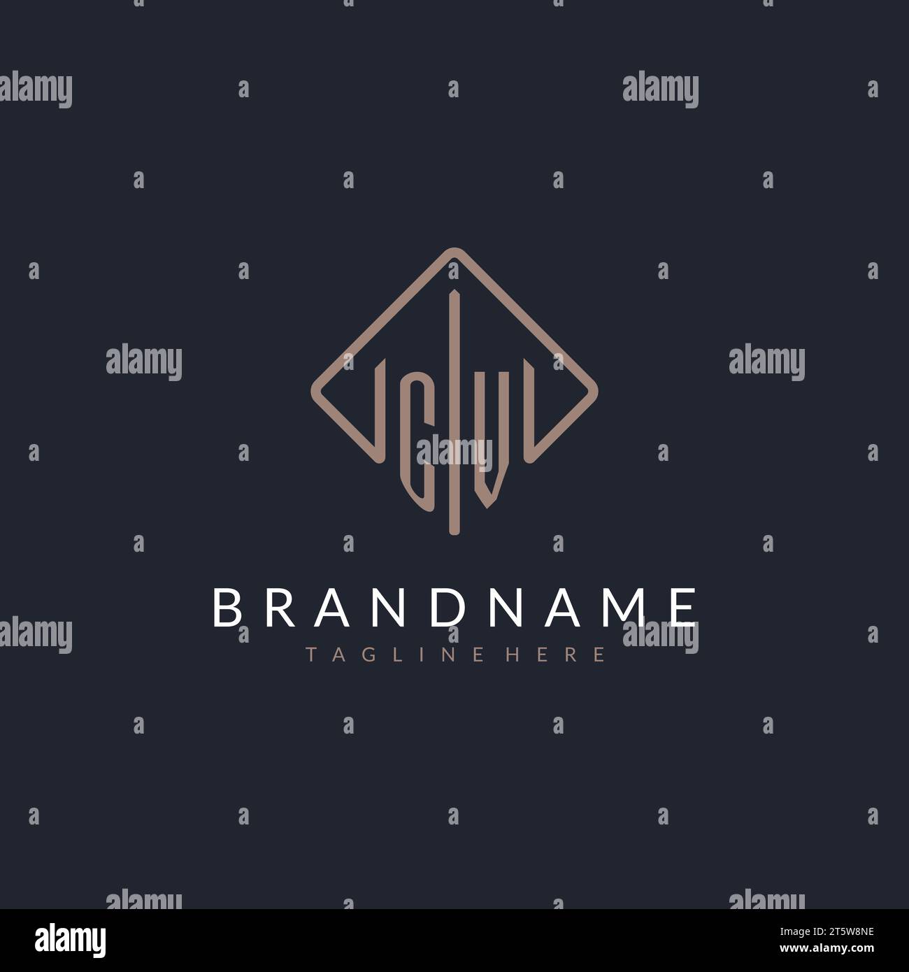 CV initial logo with curved rectangle style design ideas Stock Vector