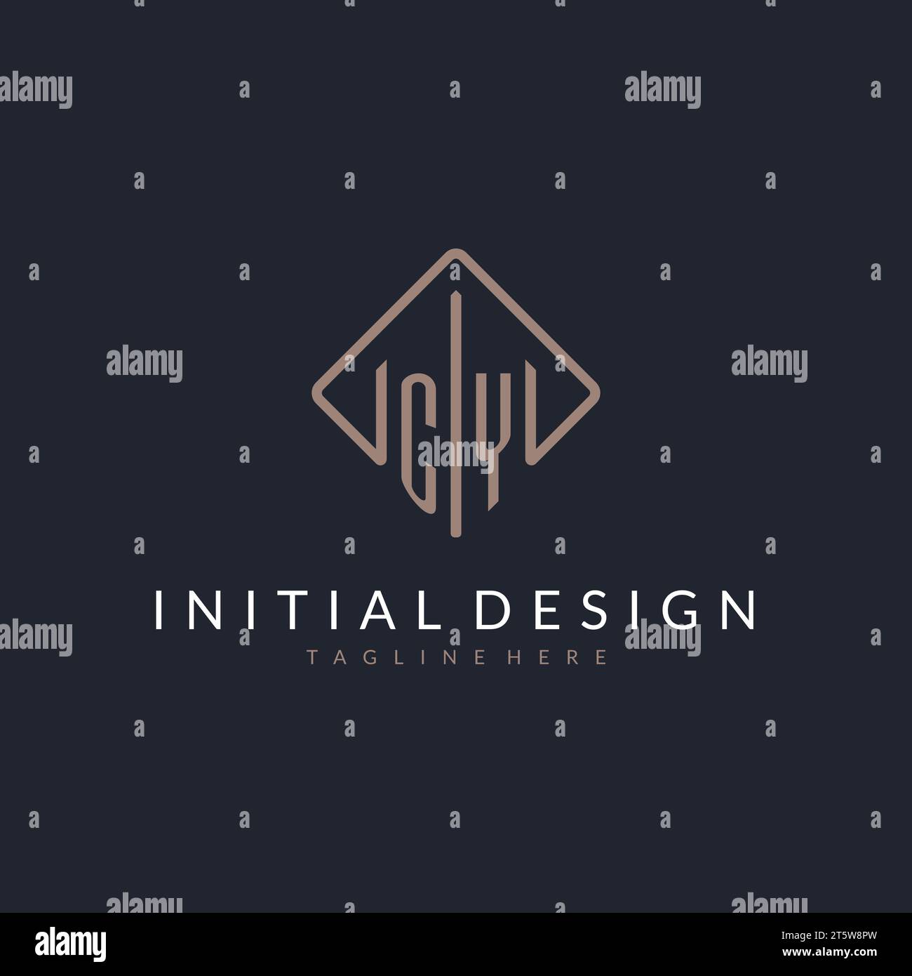 CY initial logo with curved rectangle style design ideas Stock Vector