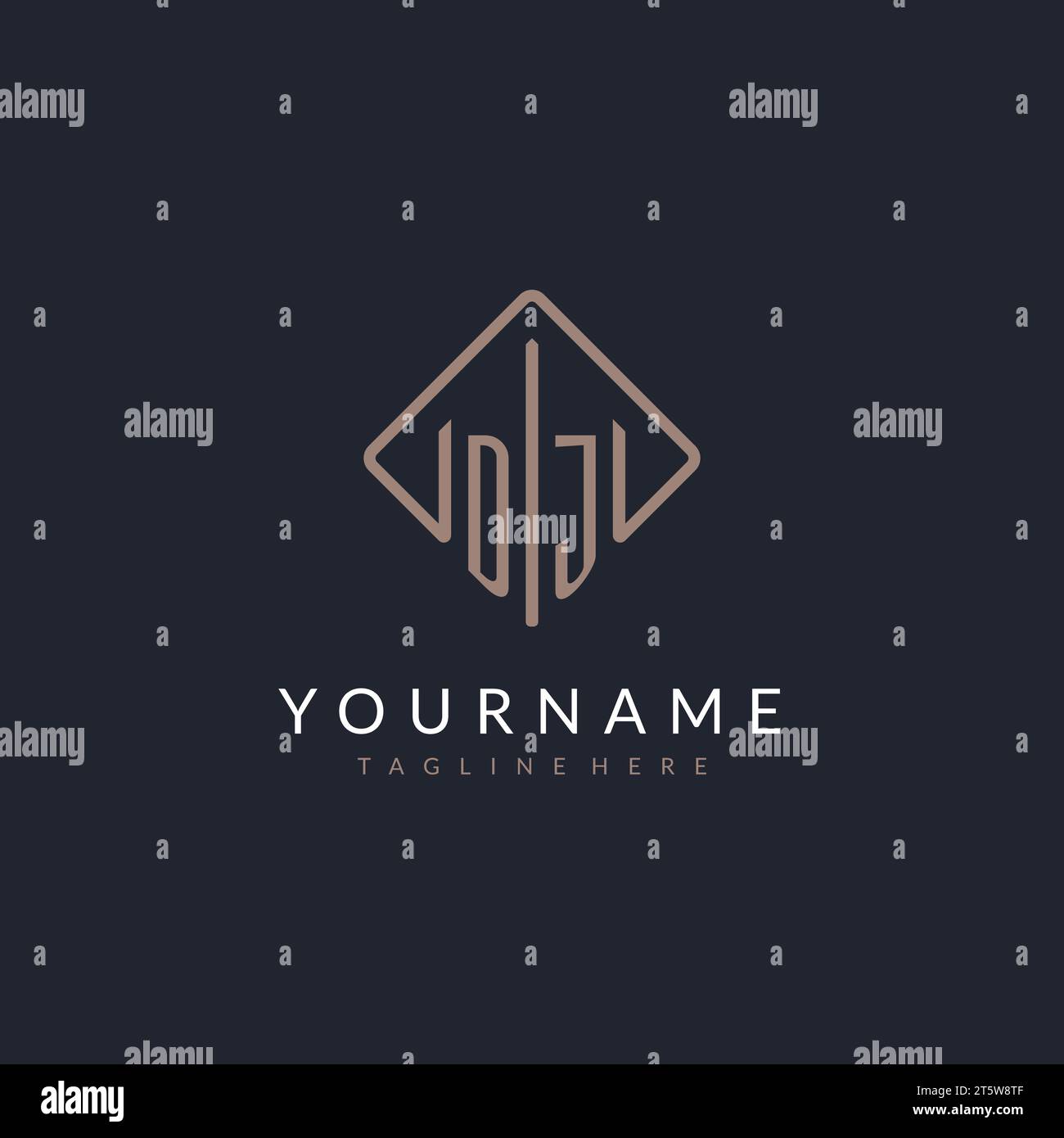 DJ initial logo with curved rectangle style design ideas Stock Vector
