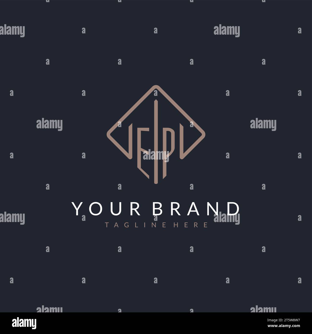 EP initial logo with curved rectangle style design ideas Stock Vector