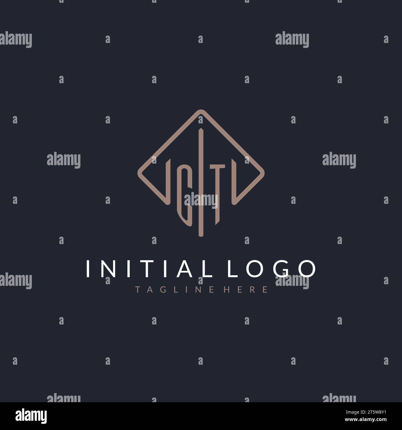 CT initial logo with curved rectangle style design ideas Stock Vector